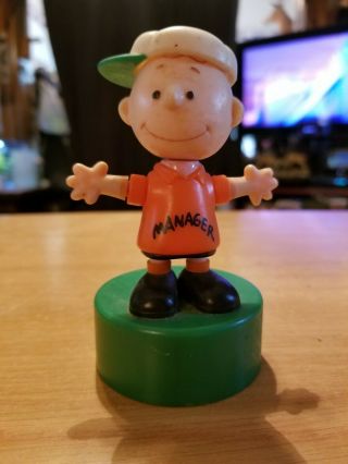 Vintage Ideal Toys Peanuts Charlie Brown Push Up Puppet Toy Hong Kong