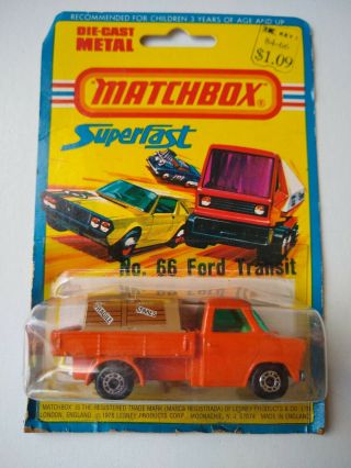 Vintage Matchbox Die Cast Metal 1976 1977 Superfast No.  66 Ford Transit Nos