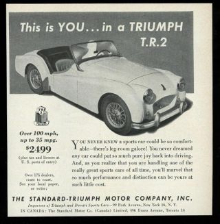 1955 Triumph Tr2 Tr - 2 This Is You In A T.  R.  2 Car Photo Ad