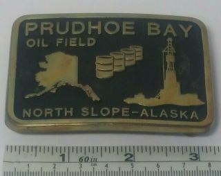 Vintage 1990 Brass Prudhoe Bay Alaska Oil Field Belt Buckle Anacortes Brass Work