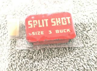 Vintage Split Shot Size 3 Buck Red Lid Gray Tray Metal Fishing Tin Thick Short.