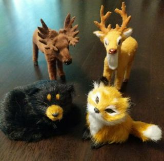 Woodland Creatures Animals Moose Deer Fox Bear Animal Figurine Statue Set