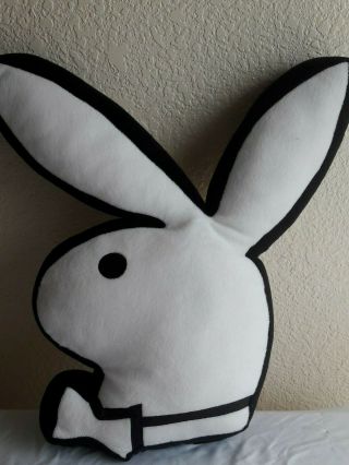 Playboy Bunny Pillow Logo Bunny Ears White Black Plush Pillow 21 " Hugh Hefner