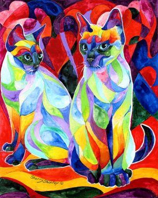 Siamese Sweethearts 8x10 Cat Art Print By Sherry Shipley