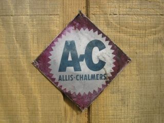 Vintage 4  By 4  Allis - Chalmers Aluminum Sign Metal Ac Unusual Color