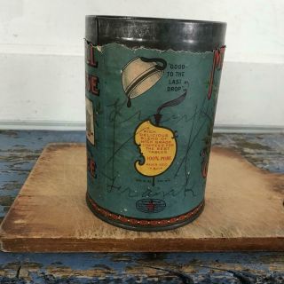 Antique Vintage Coffee Tin Maxwell House Paper Label Aqua Red Embossed Lid 7