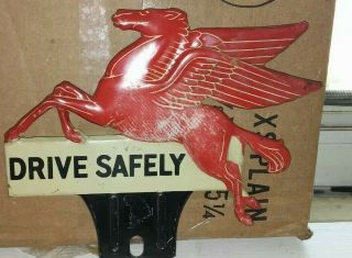 Drive Safely - Very Rare Authentic Mobil Peggy License Plate Topper