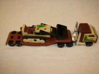 Vintage Tonka Toy Truck Semi Flatbed Hauler & Dozer Forest Department Rare