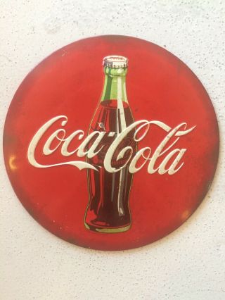 Embossed Metal Round Coca Cola Button Sign