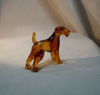 Art Blown Glass Murano Figurine Glass Dog Airedale Terrier