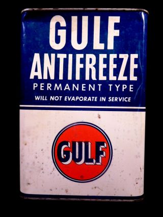 Vintage Gulf Oil Empty Tin Gulf Antifreeze 1 Gallon Can