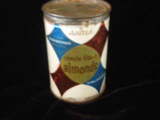 Vintage Blue Almond Cheese Flavor Almonds Tin Can 1961 Advertising