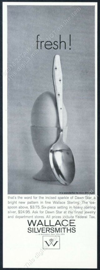 1959 Wallace Sterling Silver Dawn Star Silverware Spoon Photo Vintage Print Ad