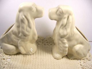 Vintage Dog Planters Set Of 2 Cream Colored No Markings