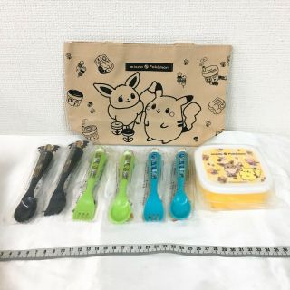 Pokemon Misdo Pikachu Eevee Lunch Box Fork Knife Tote Bag Japan Anime Manga U10