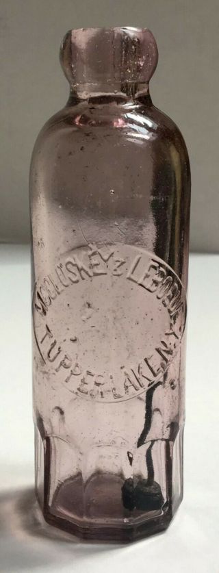 Rare Tupper Lake Ny Hutchinson Bottle Antique Albany Glass Sun Amethyst