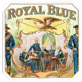 Patriotic Cigar Box Label Vintage C1910 Royal Blue Civil War Bald Eagle Union