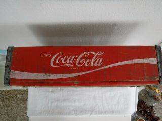 Vintage Wood Red Coca Cola Soda Pop Bottle Carrier Crate Box 1970s Coke Signer 7
