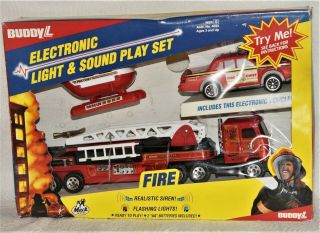 Nib Vintage Buddy L Action Fire Chief Electronic Light And Sound Play Set 1989