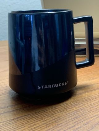 Starbucks 2017 Matte Black & Mirrored Black Ceramic Coffee Cup Mug 14 Oz