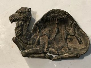 1900 - 20 Antique Cast Iron Footed Camel Dish Ornate Details Decorative