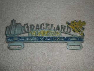 Old Metal Graceland College Yellowjackets Lamoni,  Iowa License Plate Topper