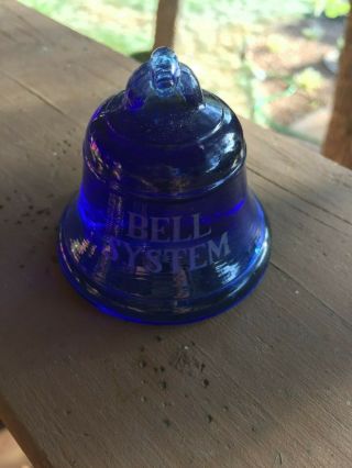 Vintage Fenton Bell System Telephone Company Cobalt Blue Glass Paperweight