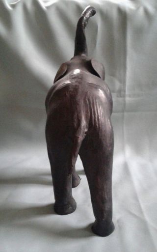 Vtg Hand Crafted Elephant Figure Tusks,  Leather Paper Mache 14 