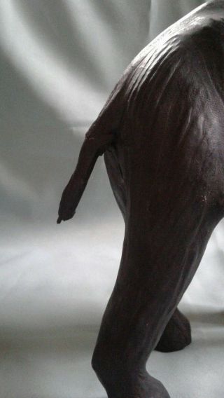 Vtg Hand Crafted Elephant Figure Tusks,  Leather Paper Mache 14 