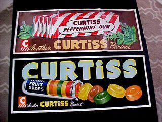 4 1950 Vintage Curtiss Candy Gum Store Display Advertising Paper Signs
