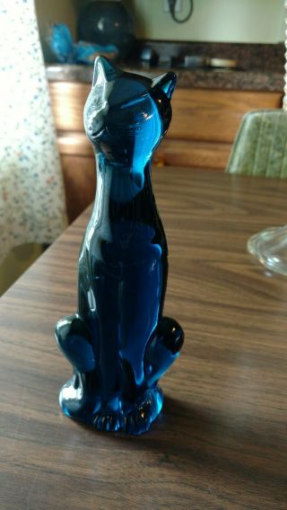 Vintage Glass Cat Figurine Cobalt Blue