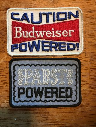 Caution Budweiser Powered Patch And Pabst Beer Patches