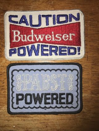 Caution Budweiser Powered Patch And Pabst Beer Patches 2