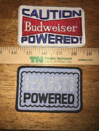 Caution Budweiser Powered Patch And Pabst Beer Patches 4