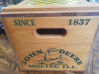 John Deere Wood Checker Box Crate with Checkers in Felt Bag Made in USA Gamer 4