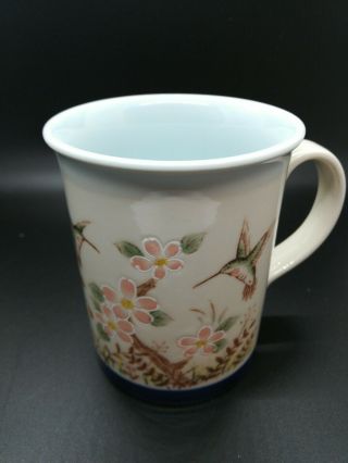 Vintage Hand Painted Hummingbird Mug Otagiri Japan Pale Blue Glazing 2