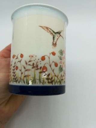 Vintage Hand Painted Hummingbird Mug Otagiri Japan Pale Blue Glazing 4