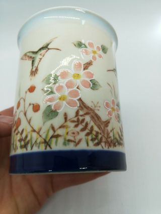 Vintage Hand Painted Hummingbird Mug Otagiri Japan Pale Blue Glazing 5