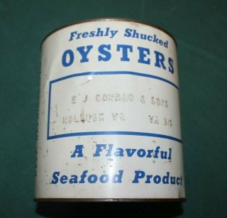 Vintage Oyster Tin Can One Gallon Mollask,  Va
