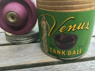 2 VINTAGE VENUS Tank Ball TINS W/ BALLS PIN UP GIRL 2