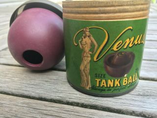 2 VINTAGE VENUS Tank Ball TINS W/ BALLS PIN UP GIRL 3