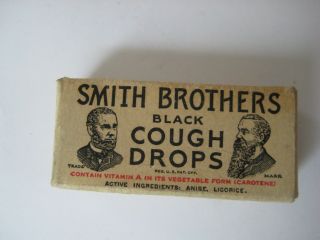 Vtg Smith Brothers Black Cough Drops Sample Box Poughkeepsie Ny Salesman