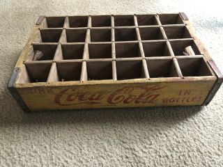 Vintage Yellow Coca Cola Wooden Coke Case / Crate