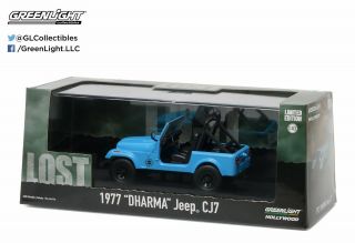 1/43 Greenlight Lost TV Series 1977 Jeep CJ7 Dharma Diecast Model Car 86309 Blue 3