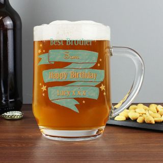 Personalised Shining Star Tankard Beer Glass Text Any Occasion Father 