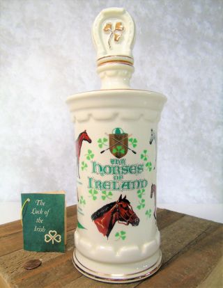 Vtg Limited Edition Horses Of Ireland Decanter Irish Porcelain Horseshoe Stopper