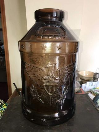 Vintage Brown Glass 5 Gallon 1776 1976 Bicentennial Eagle Large Milk Can Jug Jar