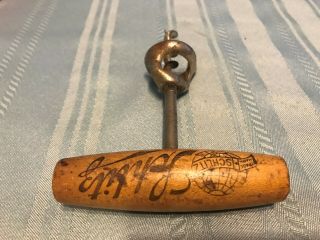 Vintage Wooden Corkscrew and Bottle Opener - Wooden Handle Schlitz 2