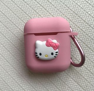 Cute Hello Kitty Pom Pom Fur Ball Strap Case Cover for Airpods Key Chain Keyring 3