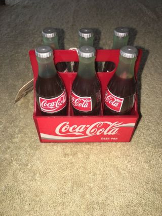 1995 Coca Cola Desk Pak 6 Coke Bottles W/office Supplies Orginal Tag,